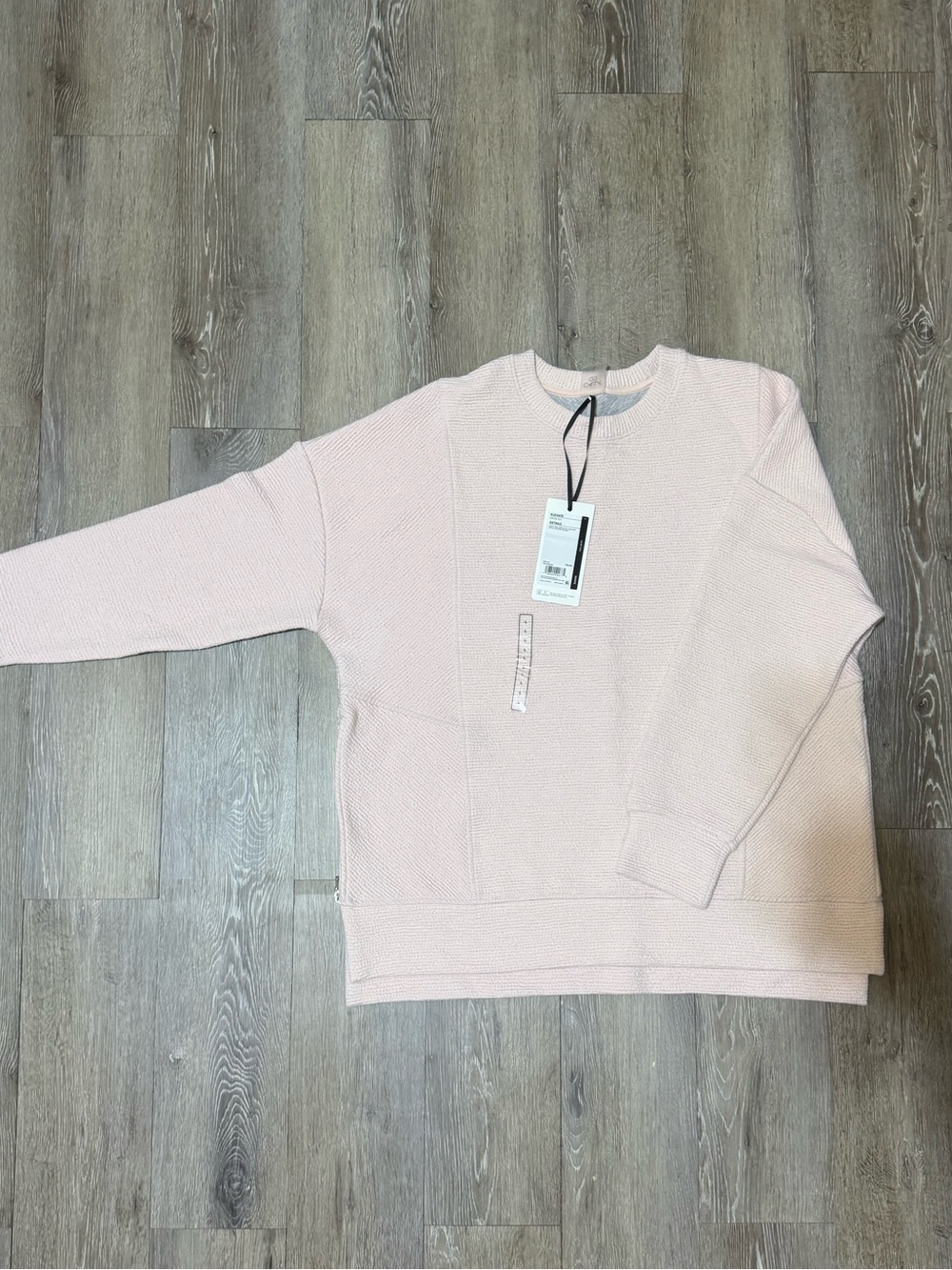 CALIA by Carrie Underwood Pale Pink Waffle Crewneck Sweatshirt